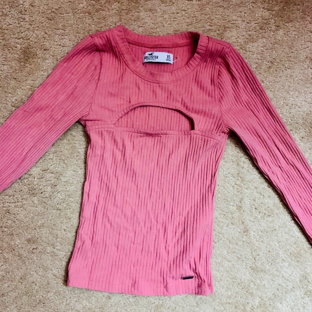Pink slim t shirt cut out neck